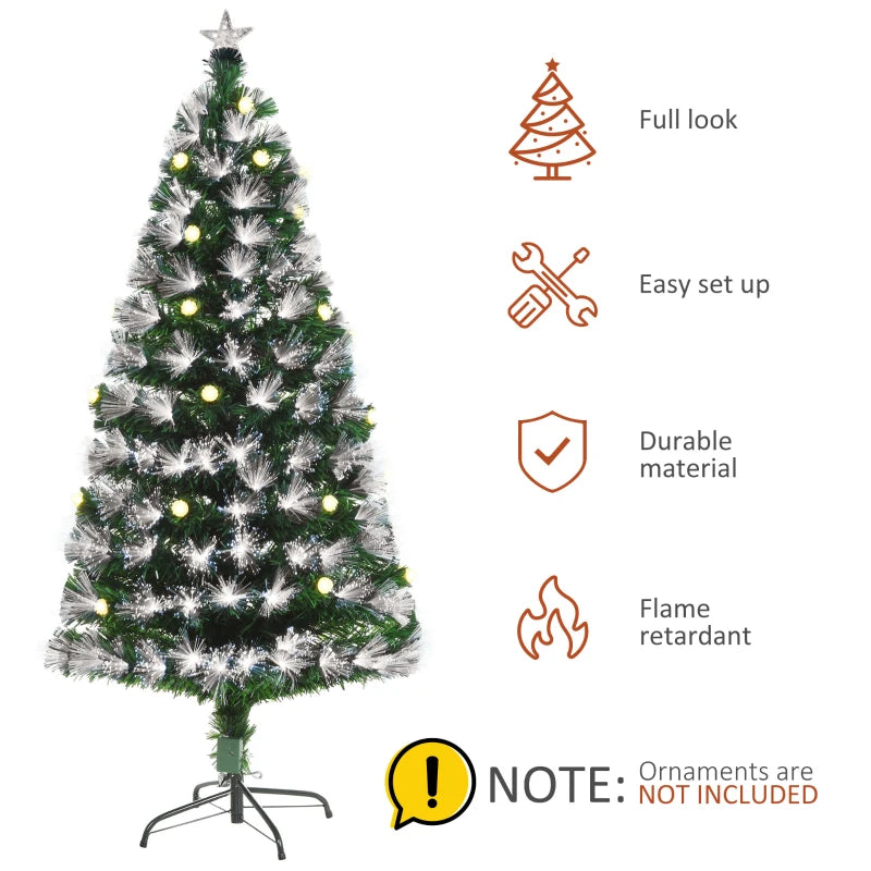 5ft Pre-Lit White Artificial Christmas Tree with 180 LEDs & Star Topper - Full Bodied Seasonal Decoration for Home