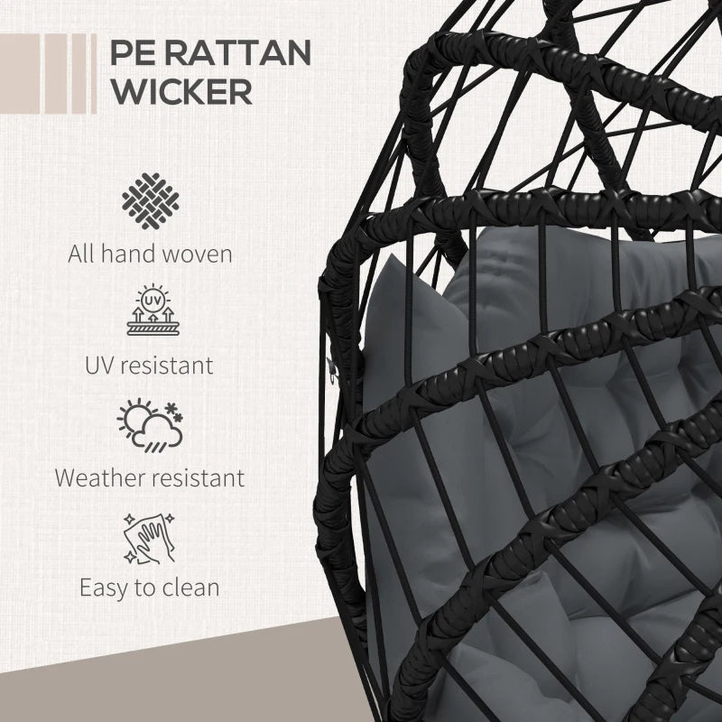 Black Steel Frame Hanging Egg Chair for Two