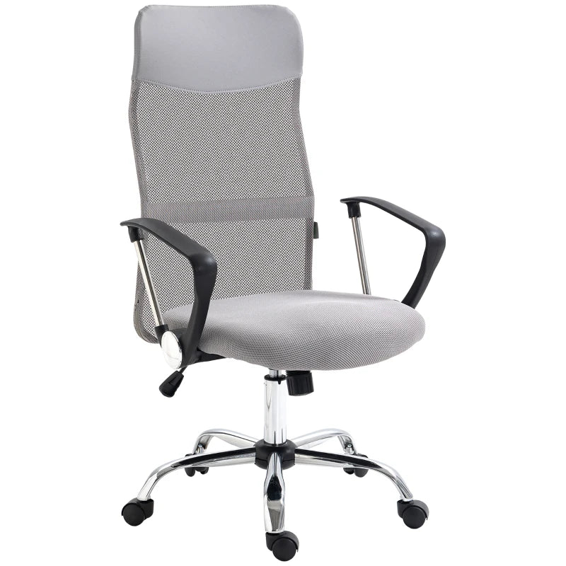 Vinsetto Ergonomic Mesh Office Chair - Adjustable Height & Tilt Function - Light Grey Comfort for Home & Office