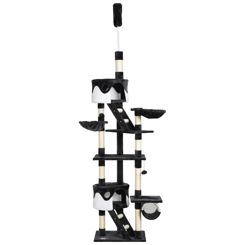 Adjustable Floor-to-Ceiling Cat Tree for Indoor Cats - 240-260cm Height, Stylish White Design, Perfect for Climbing & Play