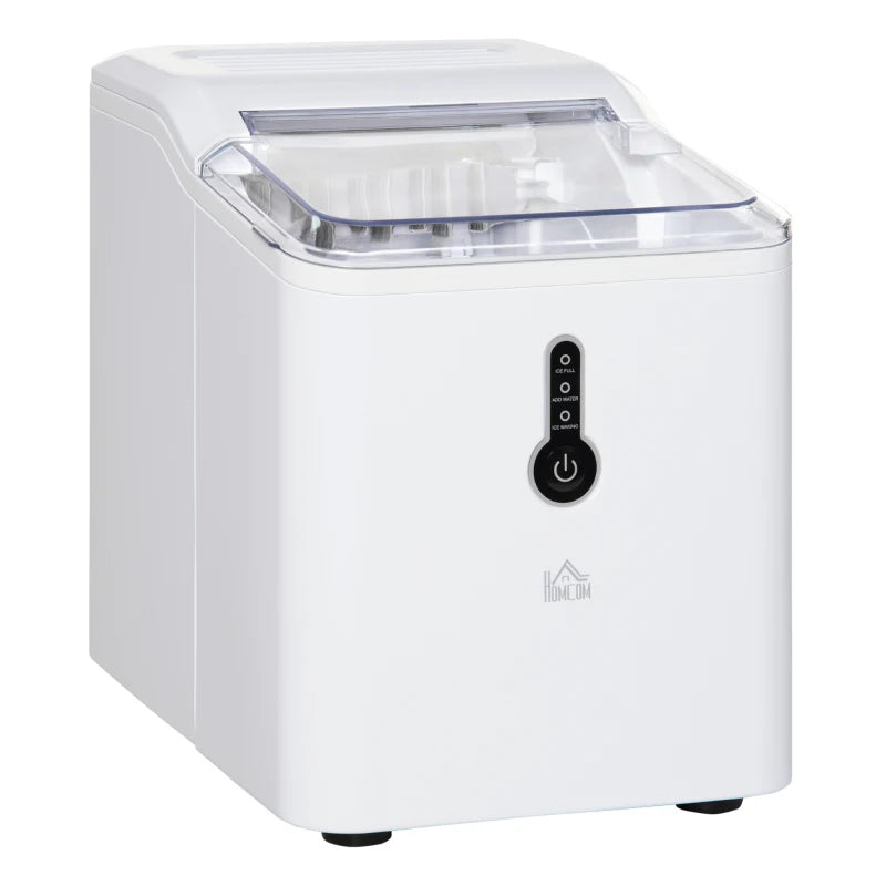 Compact Ice Maker Machine - 1.5L Countertop, Self-Cleaning, 9 Cubes in 8 Mins, 12kg/24hrs, No Plumbing, White