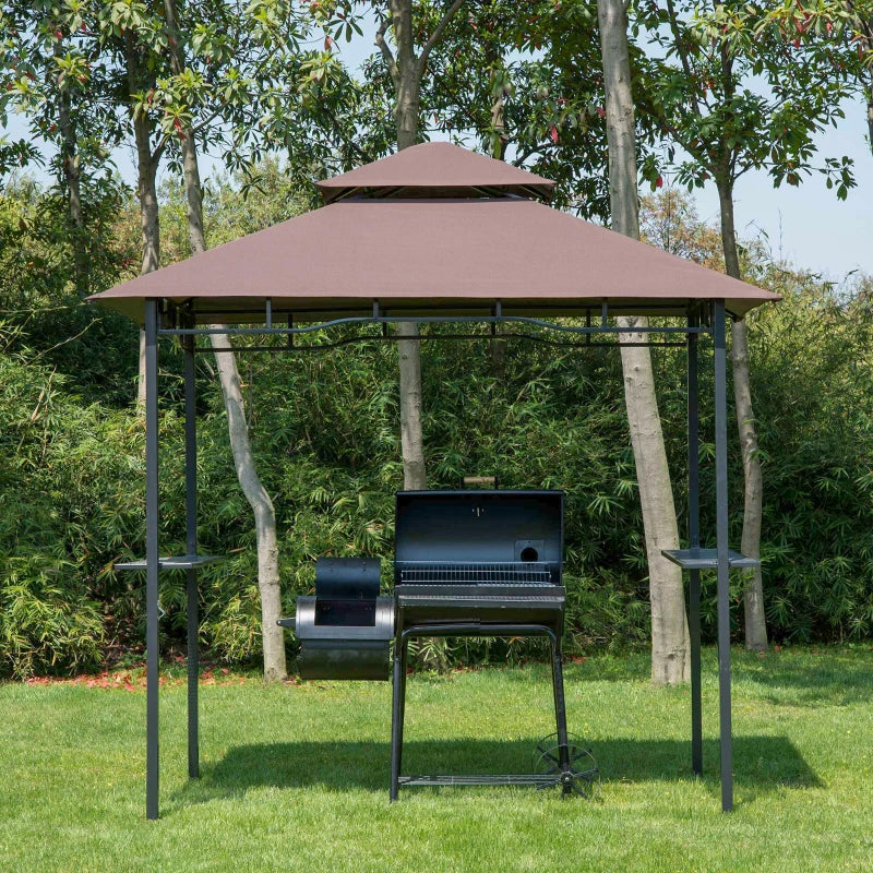 Double-Tier Coffee BBQ Gazebo - 2.5M (8ft) Grill Canopy