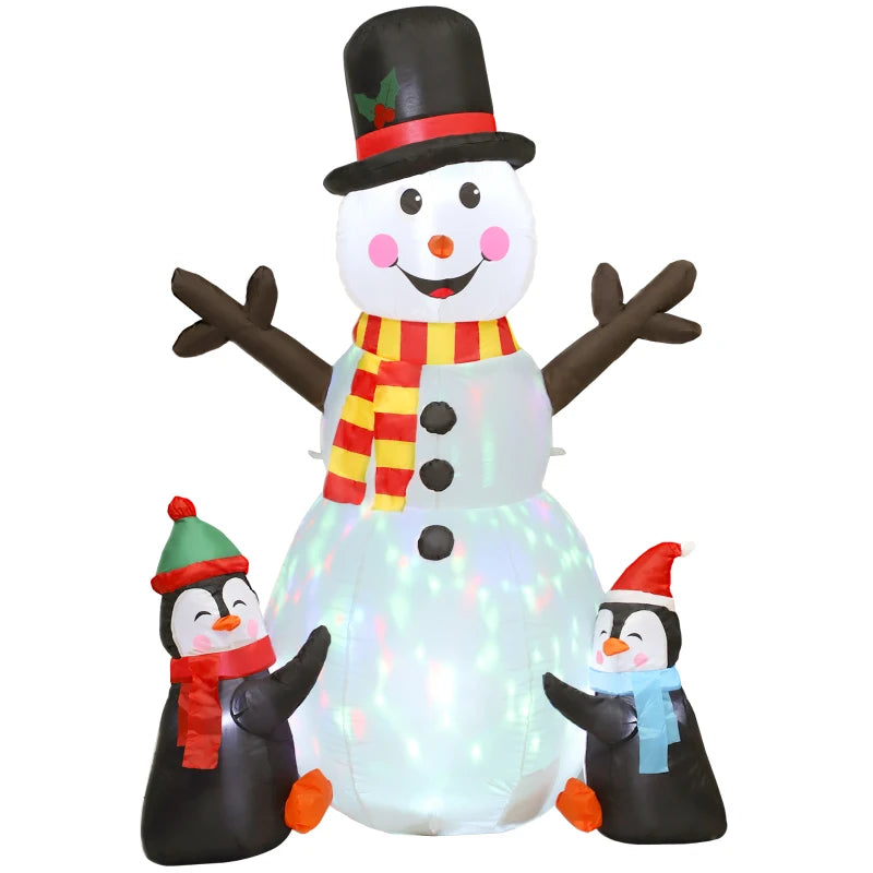 6FT Christmas Inflatables Snowman & Penguins with LED Lights - Blow Up Holiday Decoration for Indoor & Outdoor Garden Decor