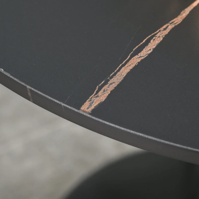 Modern Round Dining Table - Stylish Bistro Table with Metal Base for Kitchen & Dining Room - Black Finish