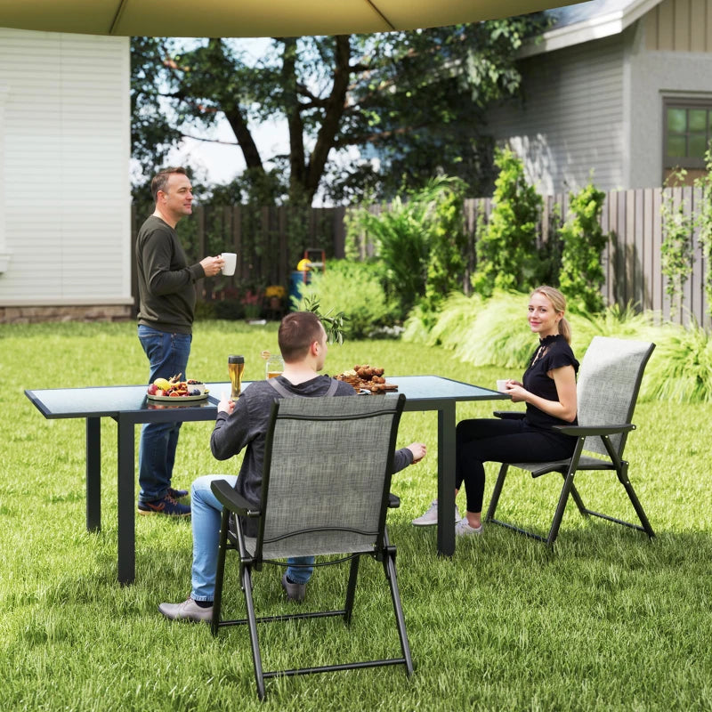 Set of Two Black and Grey Folding Outdoor Chairs - Compact Size for Easy Storage