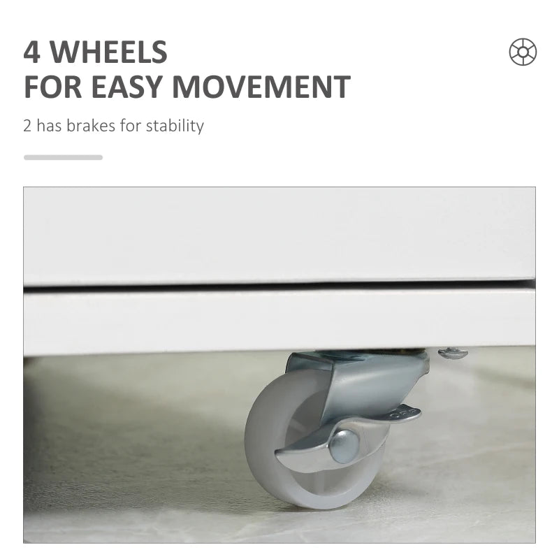 Vinsetto White Seven-Drawer Filing Cabinet on Wheels - Stylish Storage Solution for Home Office Organization