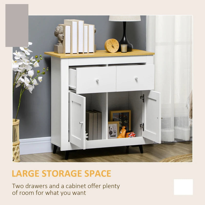 Modern White Sideboard Storage Cabinet with Double Doors & Drawers - Stylish Kitchen Cupboard for Dining Room, Living Room & Entryway