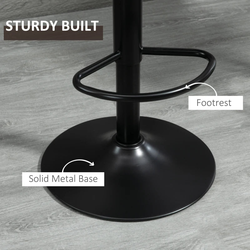 Set of 2 Swivel Bar Stools with Back - Adjustable Counter Height Chairs for Kitchen Island, Brown with Steel Footrest