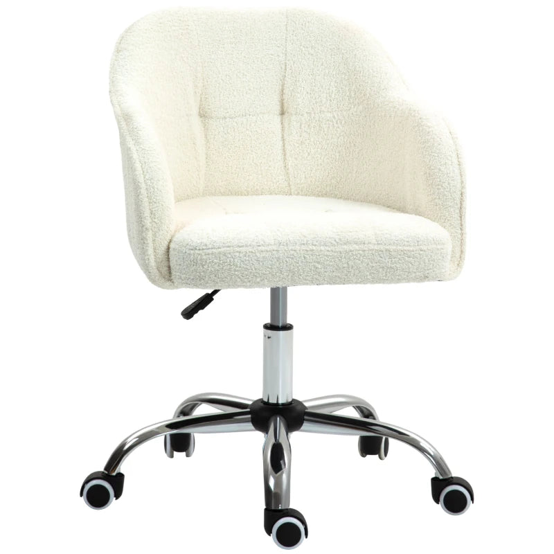 Cream Teddy Fleece Office Chair Cover - Fits 46-56 cm Chairs, Soft & Cozy Seat Protector