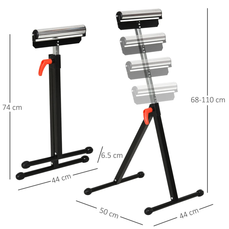 Black Folding Roller Stand for Material Support