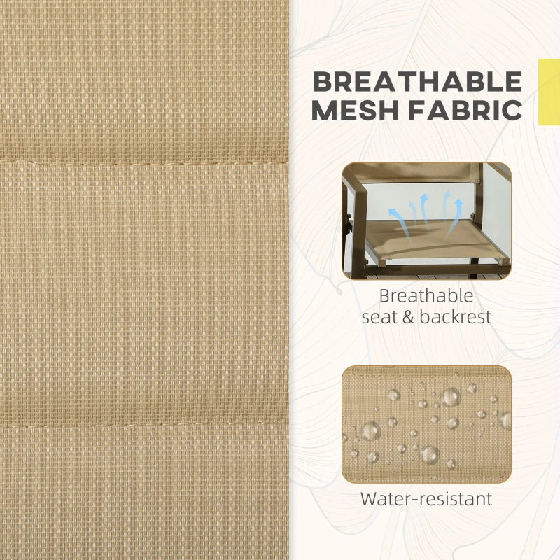 Khaki Aluminium Stackable Garden Chairs Set of 2