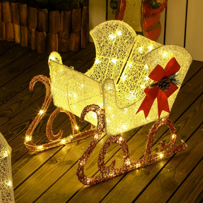 170 LED Light Reindeer and Sleigh Christmas Decoration - Festive Outdoor Holiday Display for Home and Garden