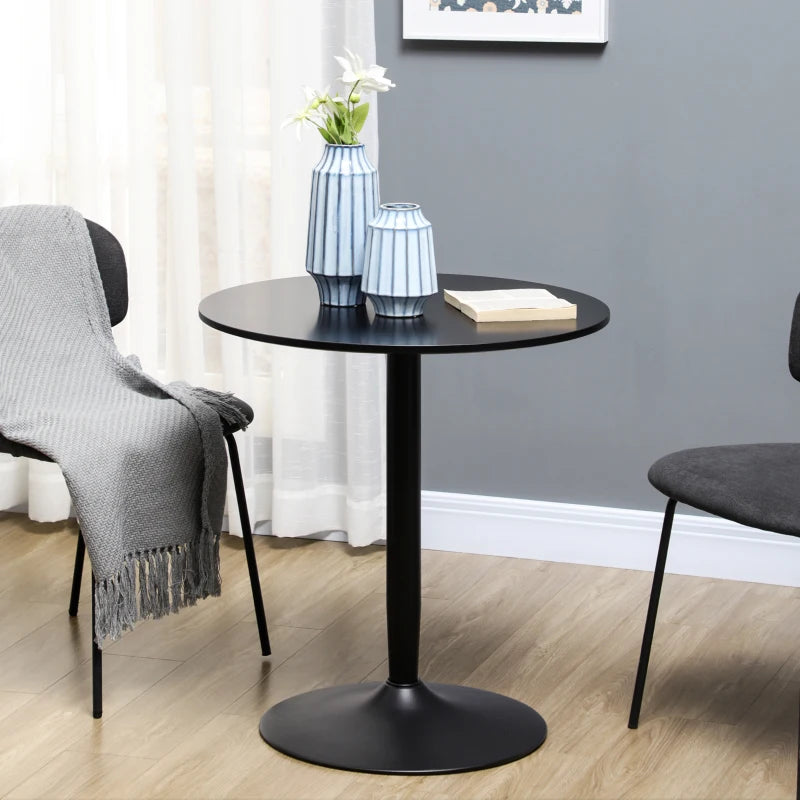 Minimalistic Black Dining Table for Two - 75H x Φ70cm Modern Design Perfect for Small Spaces