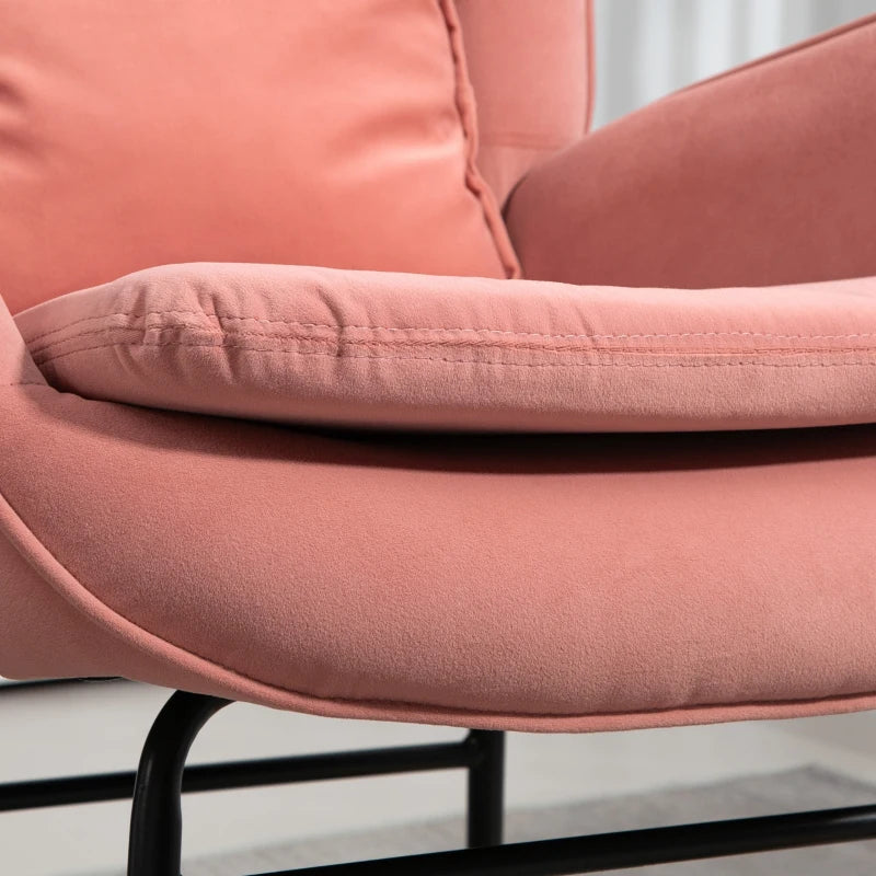 Velvet Rocking Armchair in Pink - Stylish and Comfortable Seating for Your Home