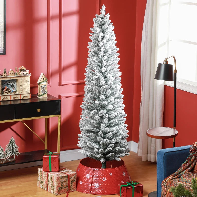6ft Snowy Pencil Christmas Tree - Artificial White Holiday Decor for Festive Home Decoration