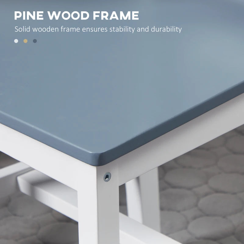 Set of 2 White Pine Wood Dining Chairs with Cross Back Design - Solid Kitchen & Living Room Seating