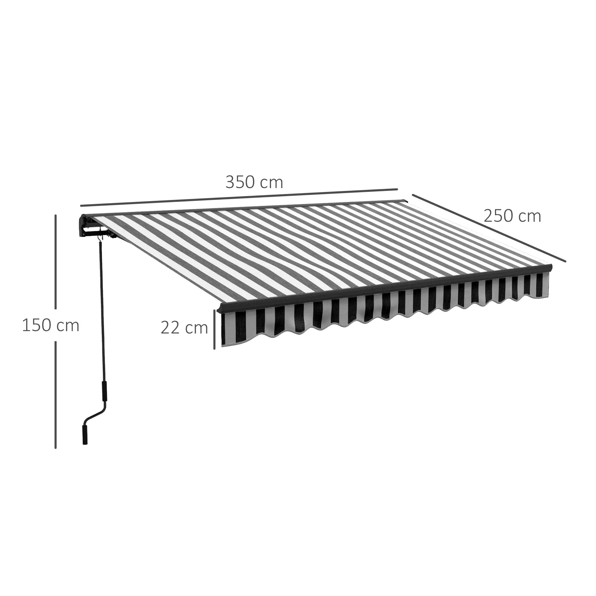 Striped 2.5m x 3.5m Aluminium Frame Electric Awning With Remote - Grey/White