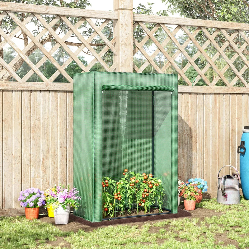 Green Steel Frame Tomato Greenhouse with Roll-up Door - Outdoor Gardening Solution