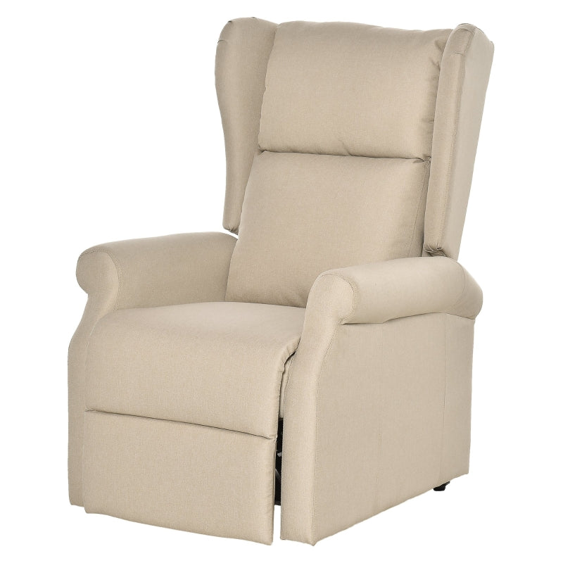 Electric Lift Recliner Armchair for Elderly - Fabric Riser Chair with Remote, Side Pockets, Extended Footrest, Beige
