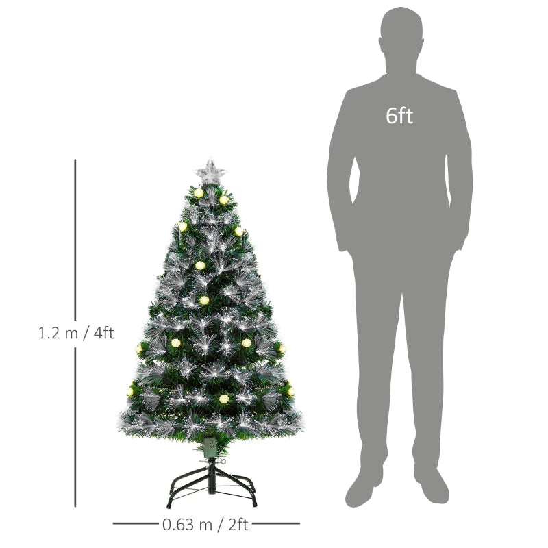 4ft Pre-Lit White Artificial Christmas Tree with 130 LEDs & Star Topper - Full Bodied Seasonal Decoration for Home