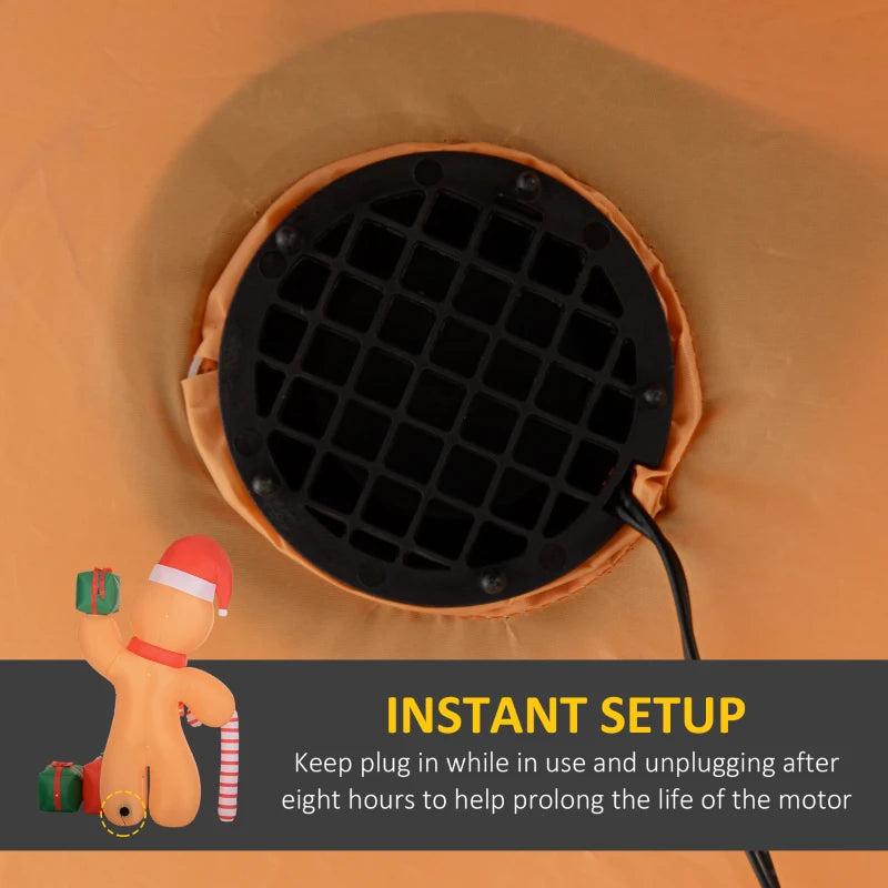 8ft Inflatable Gingerbread Man Christmas Decoration - Giant Holiday Yard Decor for Festive Outdoor Display