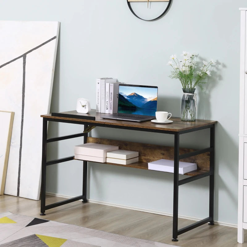 Adjustable Drafting Table Art Desk - Multifunctional Craft Workstation with 15-Level Tiltable Top & Storage Shelf - Rustic Brown