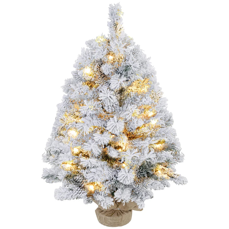 3ft Snowy Tabletop Christmas Tree with LED Lights - Perfect Holiday Decor for Home, Office, or Festive Events
