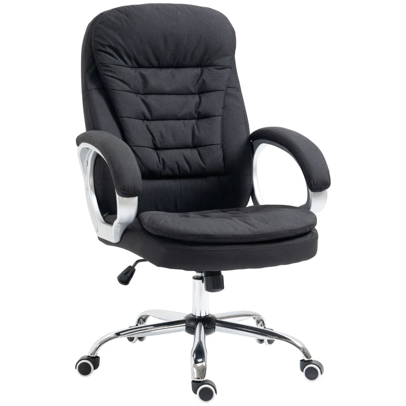 Ergonomic Executive Office Chair - Height Adjustable, Comfortable Fabric Desk Chair for Home Office - Stylish Black Design