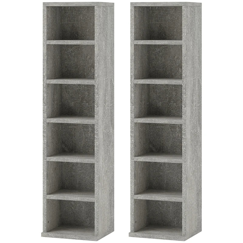 Set of 2 Cement Grey CD Storage Units - Stylish and Durable Media Organizers for Home or Office