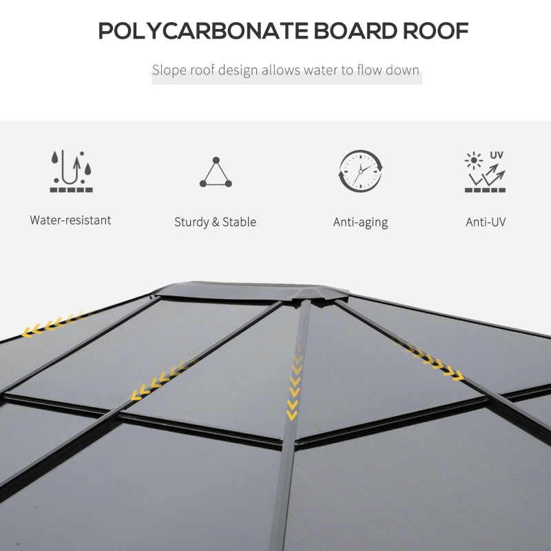 3m x 3.6m Hardtop Gazebo With Curtains - Grey