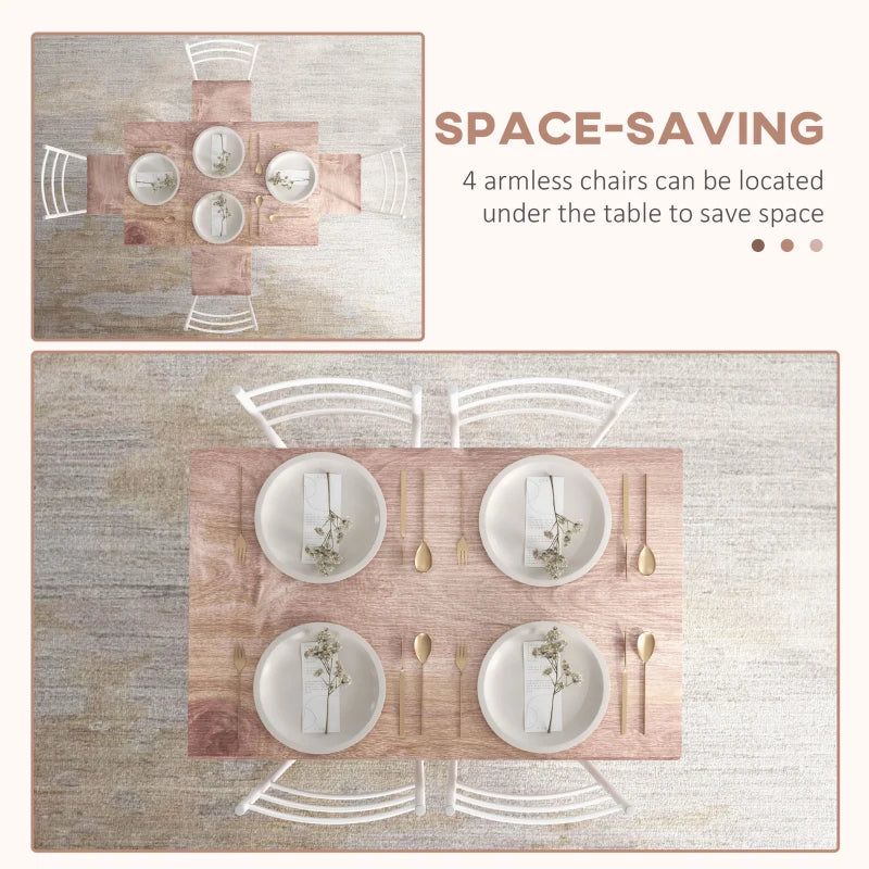 Stylish Five-Piece Compact Dining Table Set with Chairs - Modern Brown and White Design for Small Spaces