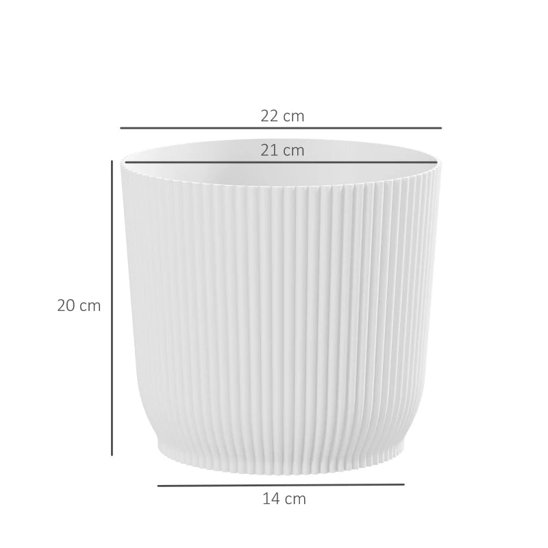Set of Two 22cm White Planters - Stylish Indoor/Outdoor Flower Pots