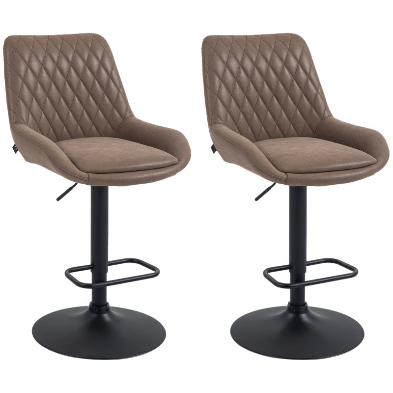 Adjustable Faux Leather Retro Bar Stools for Home Use in Brown