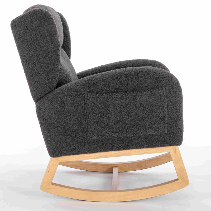 Stylish Grey Wingback Chair with Padded Seat for Living Room or Bedroom, 96.5x71x101 cm