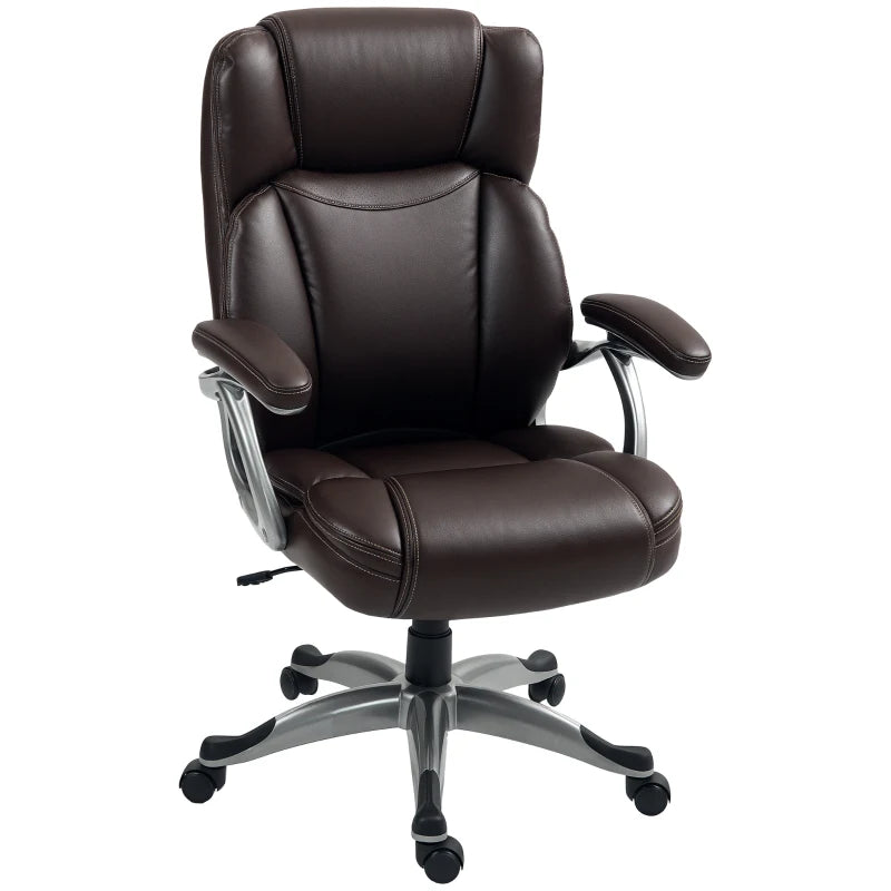 Ergonomic 49.5-59cm Brown Faux Leather Office Chair - Adjustable Height, Stylish Design for Home & Office Use