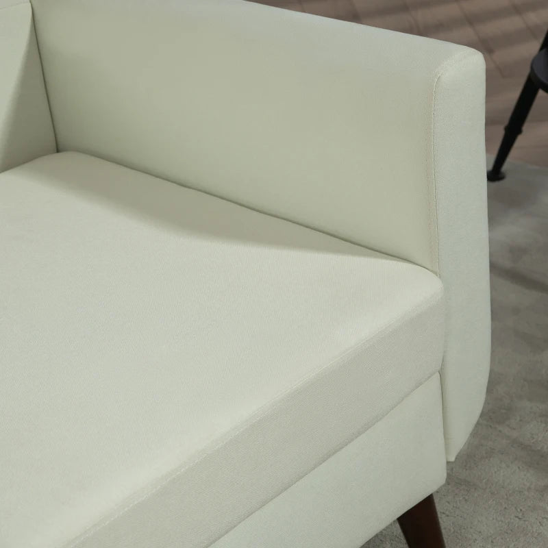 Cream Two-Seater Linen-Look Sofa for Stylish Living Room Seating