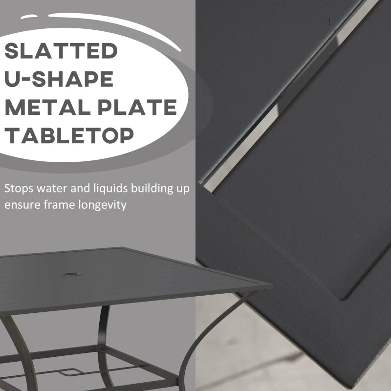 Dark Grey Outdoor Dining Table for Four with Parasol Hole