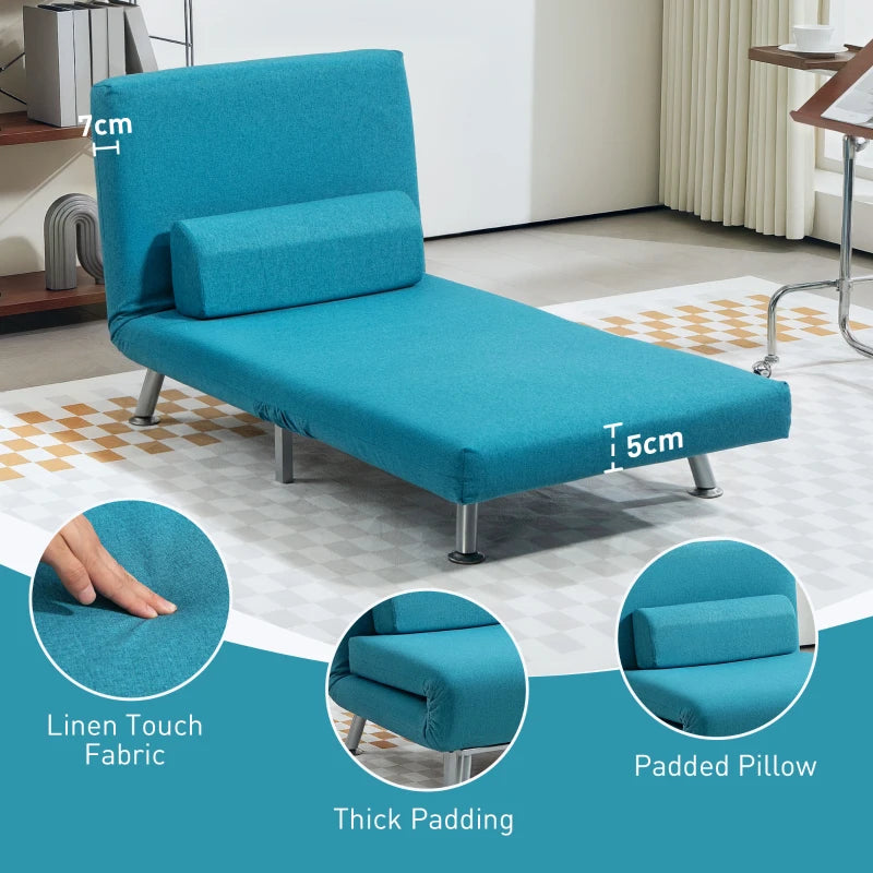 Linen-Feel Dark Blue Sleeper Chair for Stylish and Comfortable Guest Accommodation