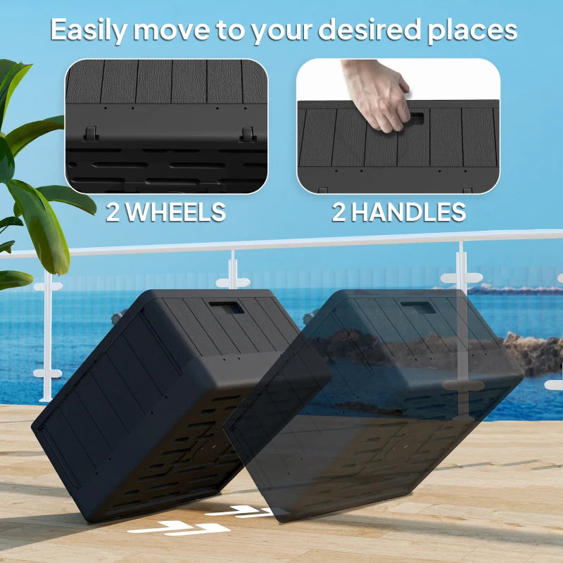 Black Garden Parasol Base Umbrella Stand with Wheels and Handles - 80kg Filled Weight for Deck or Poolside