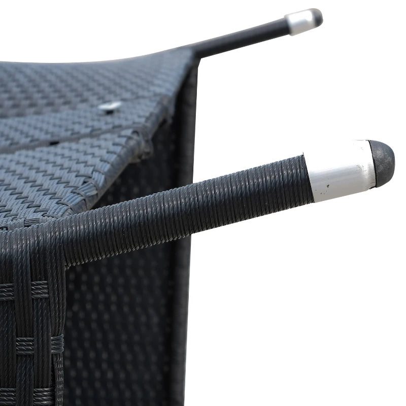 Black Rattan 2-Seater Outdoor Patio Loveseat with Drink Table