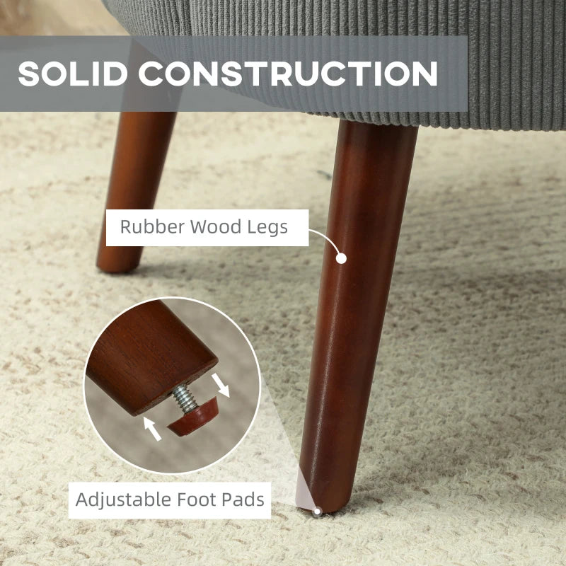 Light Grey Corduroy Retro Accent Chair for Stylish Living Room Decor