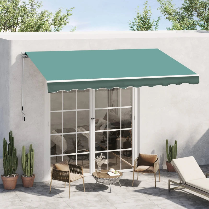3m x 2.5m Manual Retractable Awning - Dark Green