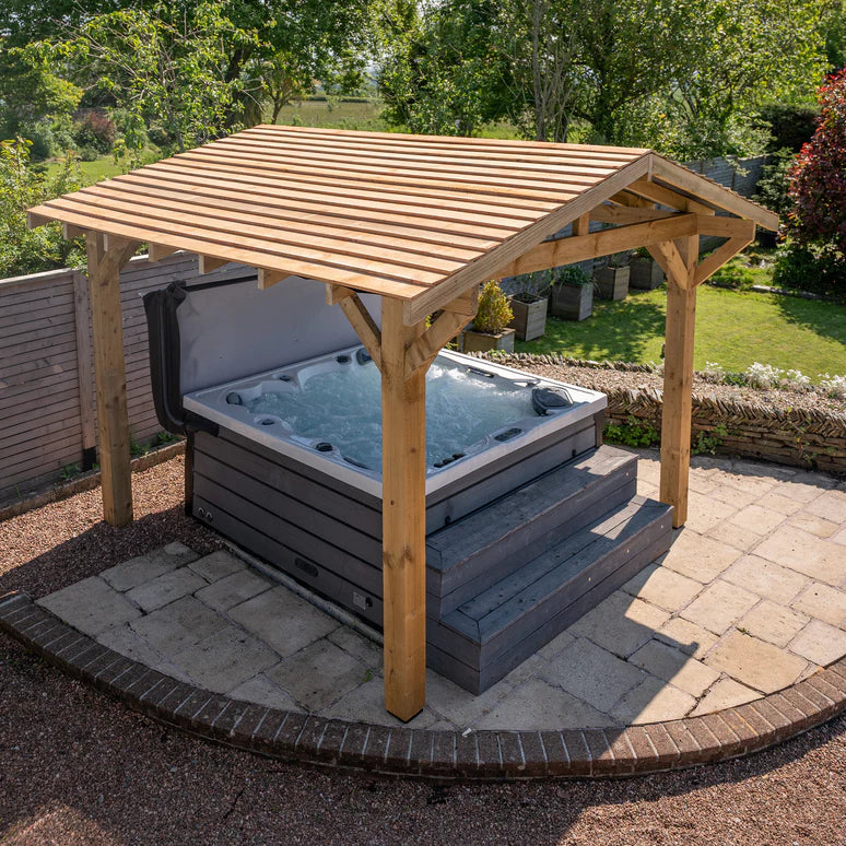 Ruby Wooden Apex Gazebo with Treated Featheredge Roof & Overhang - Premium Garden Gazebo