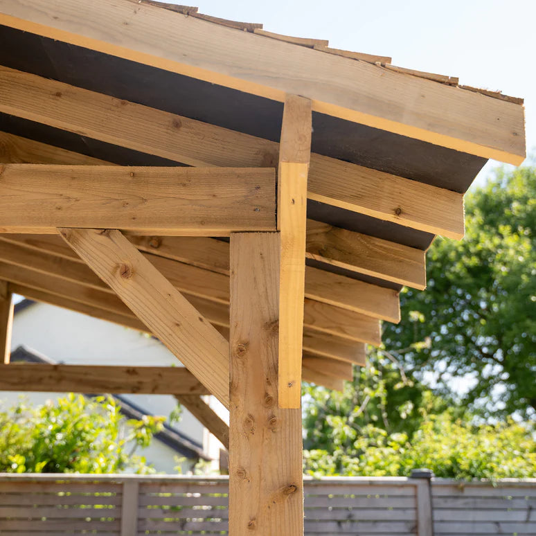 Ruby Wooden Apex Gazebo with Treated Featheredge Roof & Overhang - Premium Garden Gazebo
