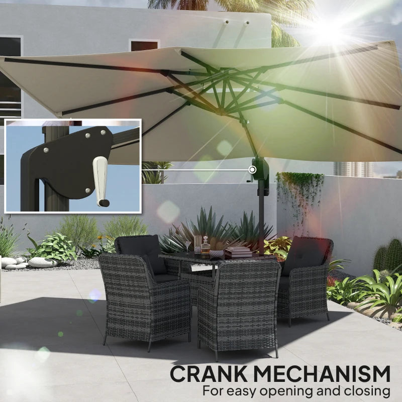 3.7m x 2.7m Cantilever Parasol Umbrella - 360° Rotation, Easy Tilt, UPF50+ Sun Shade, Black