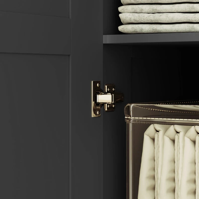 Stylish Double Panel Door Wardrobe with Shelves for Modern Home Storage Black