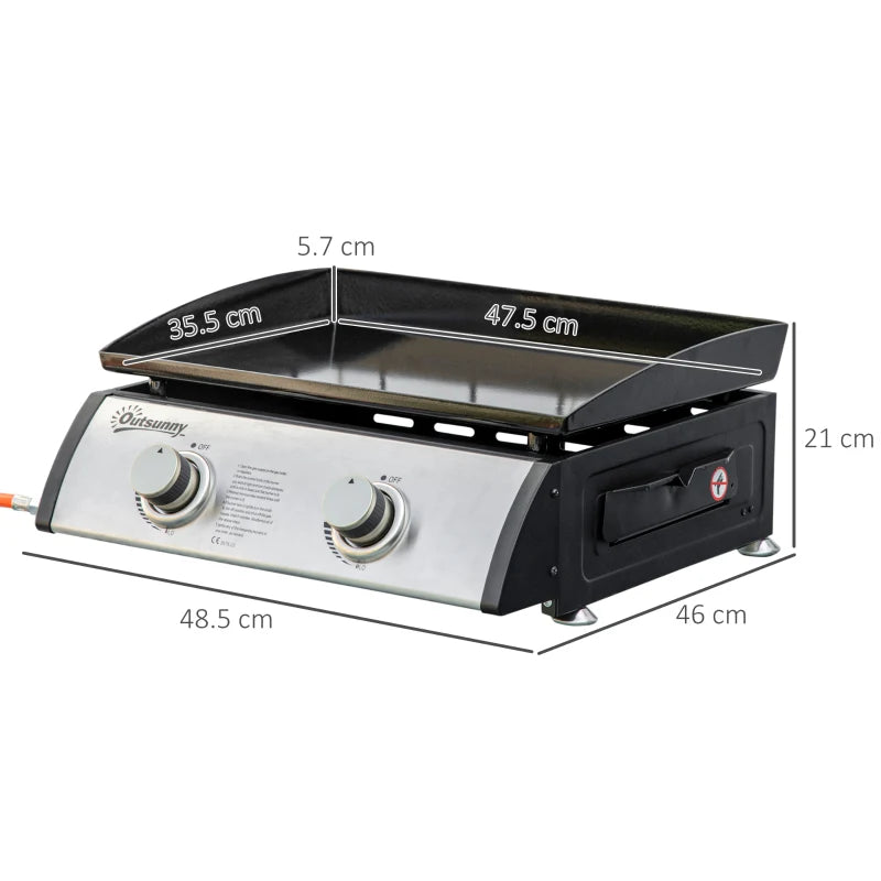 Portable Stainless Steel Gas Plancha Grill - 6kW, Non-Stick Griddle