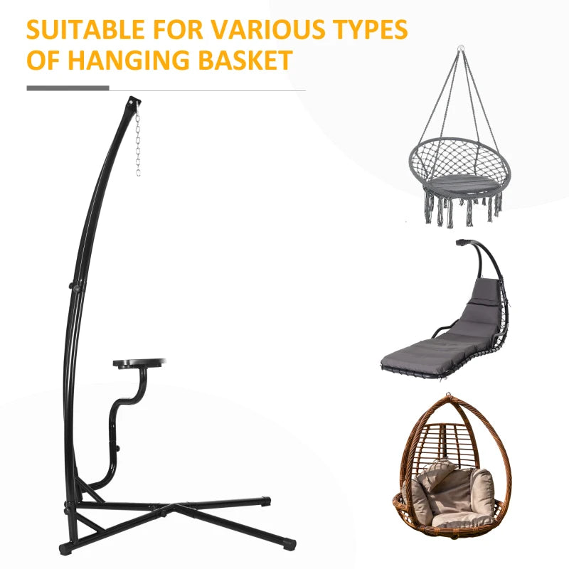 Black Metal C-Stand for Hanging Hammock Chair - Heavy Duty Construction