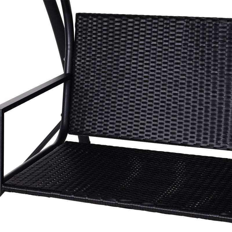 Black Rattan 3-Seater Garden Swing Chair