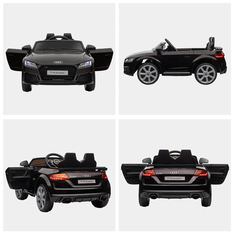 Kids Licensed Audi TT 12V Ride-On Car with Remote, Suspension, Headlights & MP3 Player - Black, 2.5-5km/h